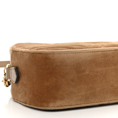 Gucci Velvet Matelasse Small GG Marmont Chain Shoulder Bag Taupe 10 of 11