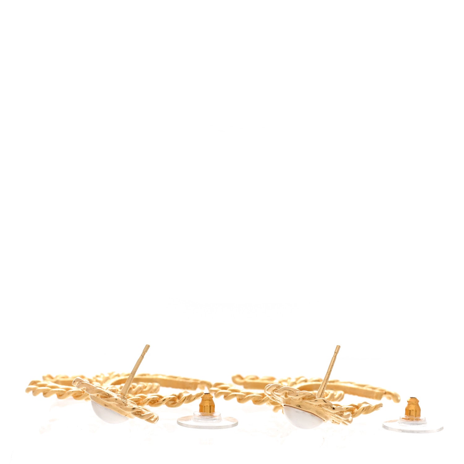 Chanel Metal Pearl CC Chain Drop Earrings Gold 3 of 5