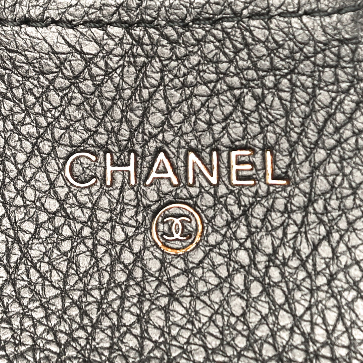 Metallic Calfskin Quilted Reissue Flap Card Holder Charcoal