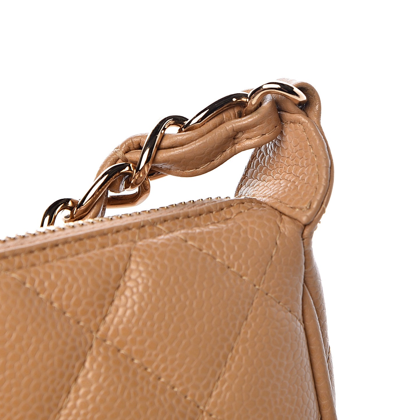 Caviar Quilted CC Shoulder Bag Beige