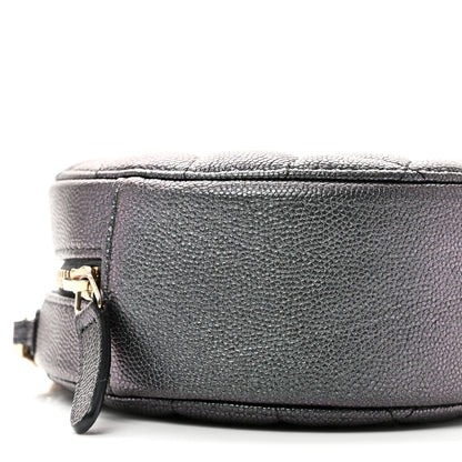 Chanel Iridescent Caviar Quilted Round Clutch With Chain Black 9 of 10