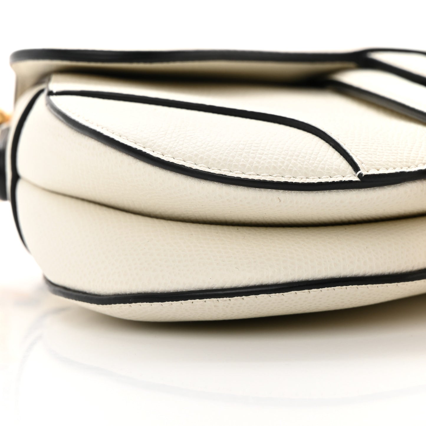 Grained Calfskin Mini Saddle Bag White
