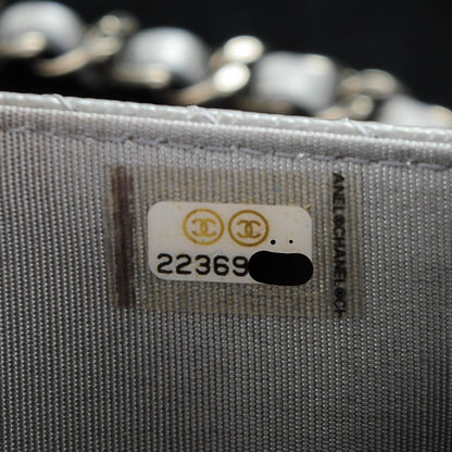 Chanel Caviar Chevron Quilted Boy Wallet On Chain WOC Silver 8 of 8