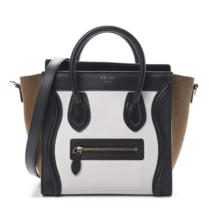 Celine Smooth Calfskin Suede Nano Tri-Color Luggage White 1 of 18