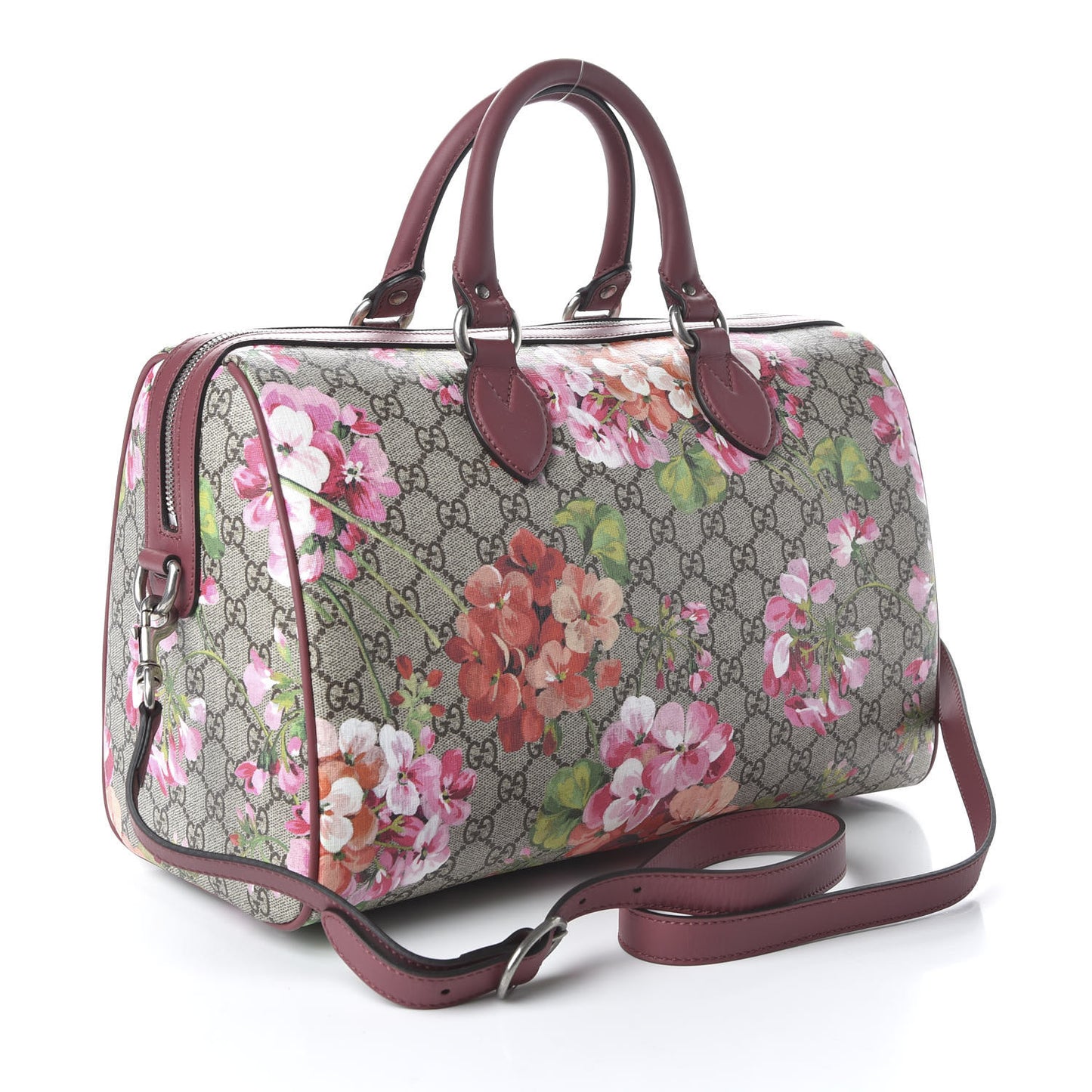 GG Supreme Monogram Blooms Medium Boston Beige Multicolor Dry Rose