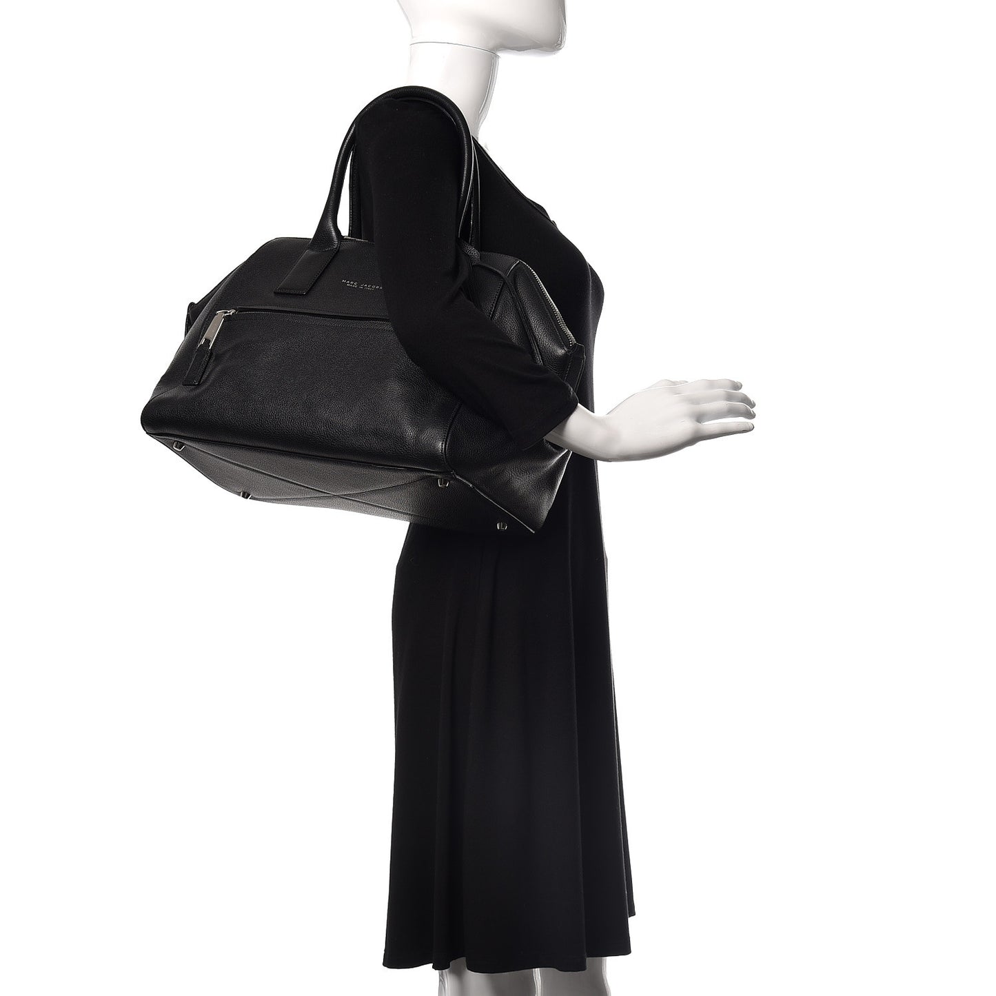 Textured Calfskin Medium Incognito Satchel Black