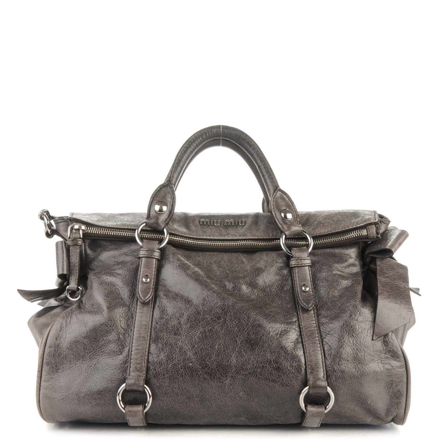 Miu Miu Vitello Lux Medium Bow Bag Fumo 1 of 8