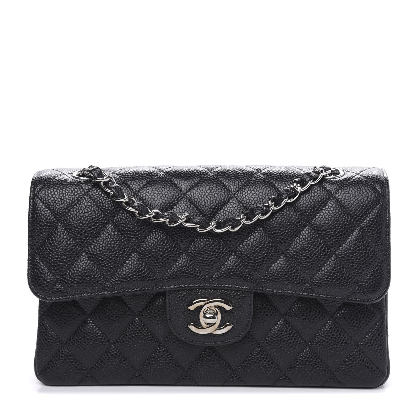 Caviar Quilted Small Double Flap Black