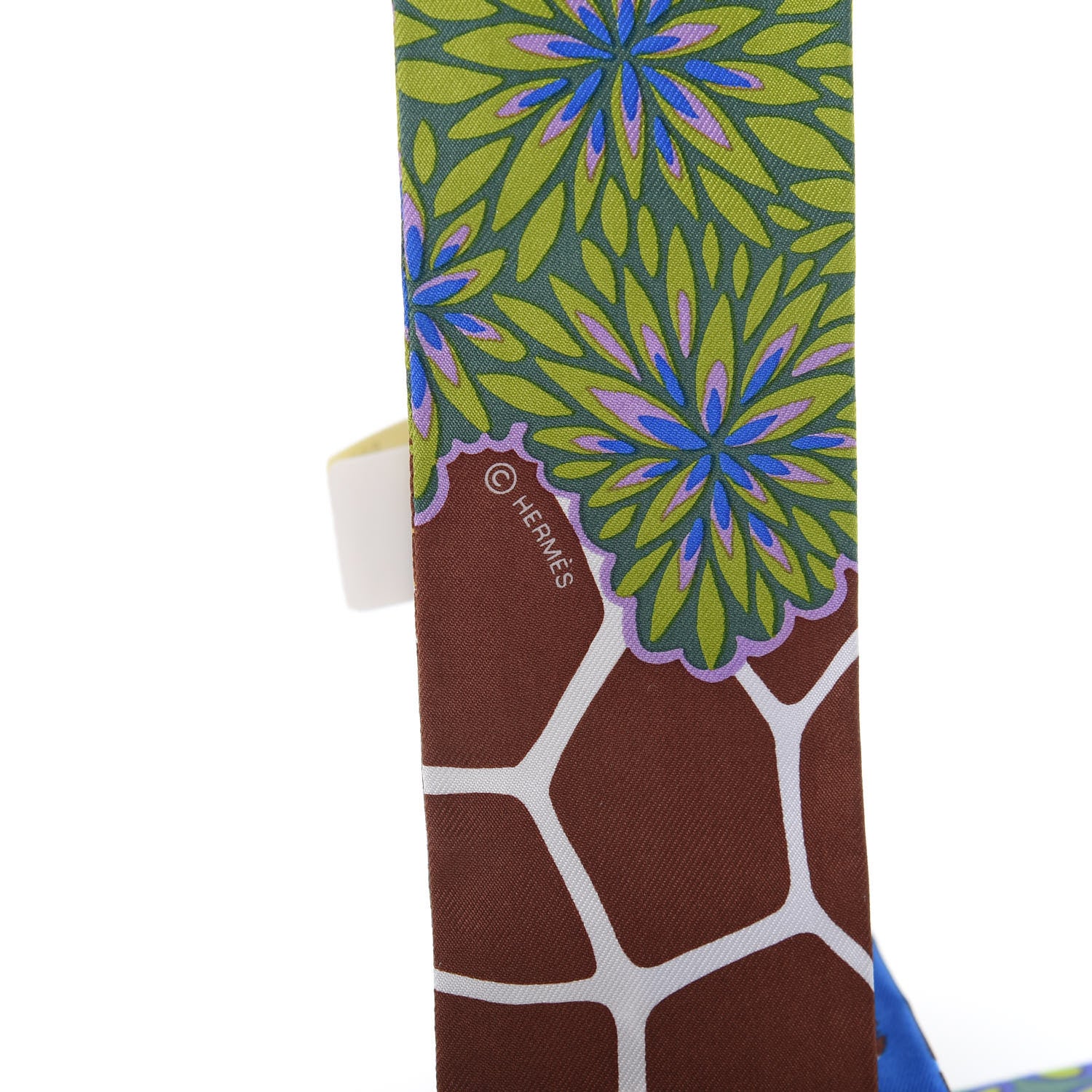 Hermes Silk The Three Graces Twilly Bleu Vert Marron 4 of 4