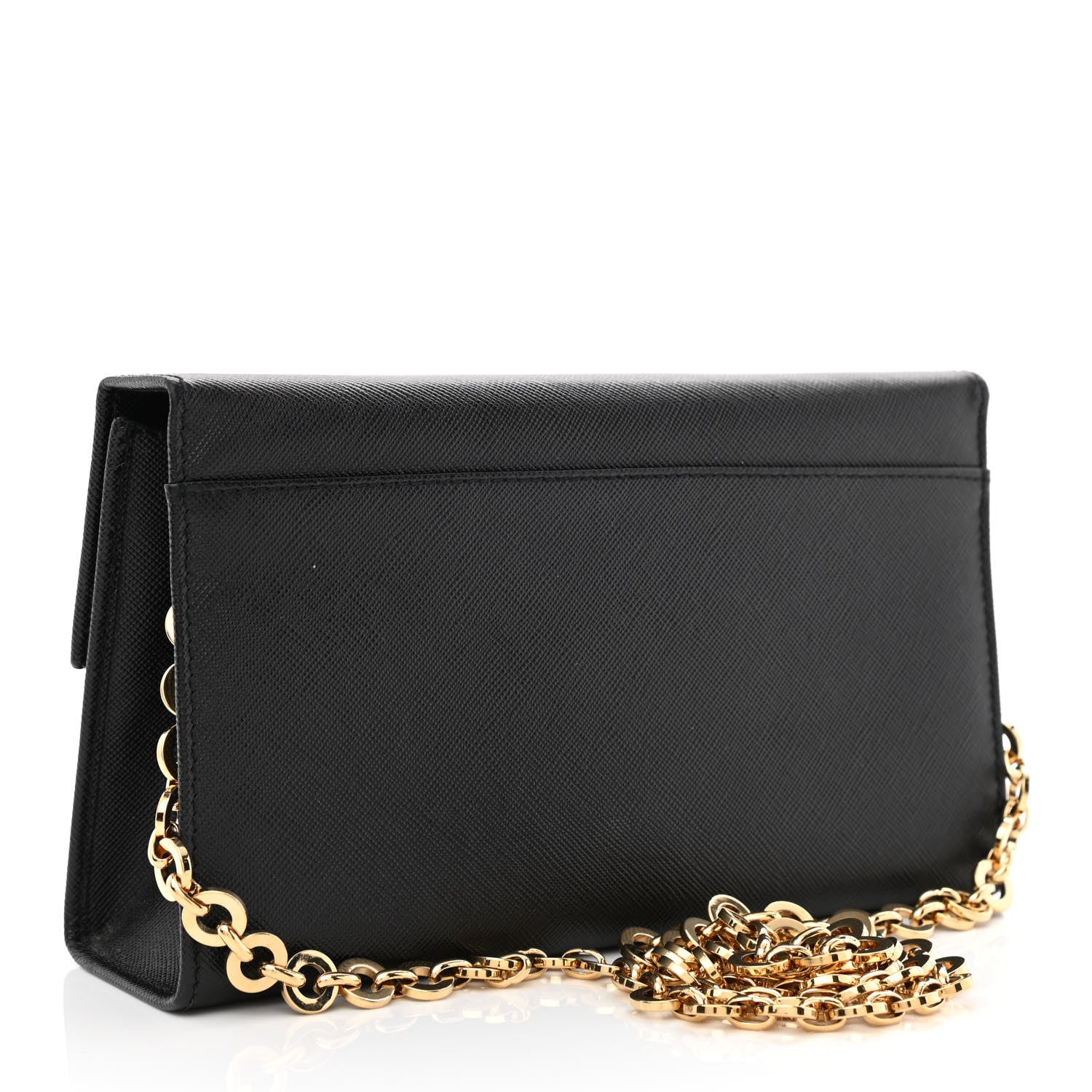 Salvatore Ferragamo Hammered Calfskin Gancio Wallet Bag Black 3 of 10