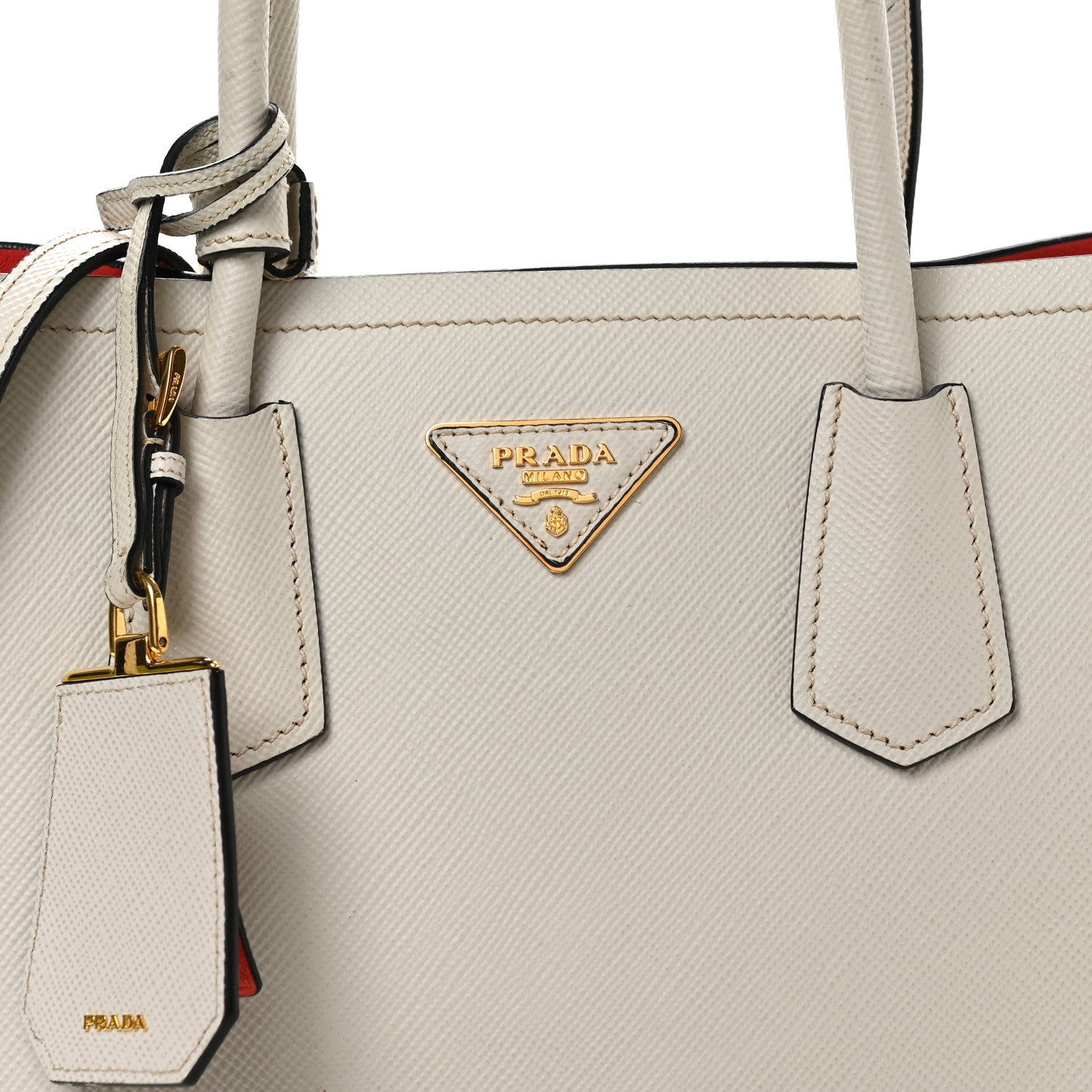 Prada Saffiano Cuir Small Double Bag Talco Lacca 8 of 11