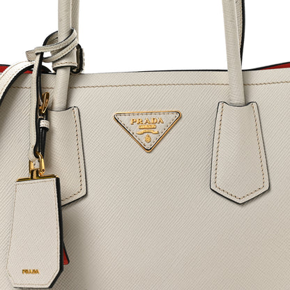Prada Saffiano Cuir Small Double Bag Talco Lacca 8 of 11
