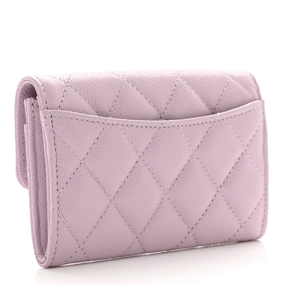 Chanel Caviar Quilted Flap Card Holder Wallet Light Purple 3 of 9