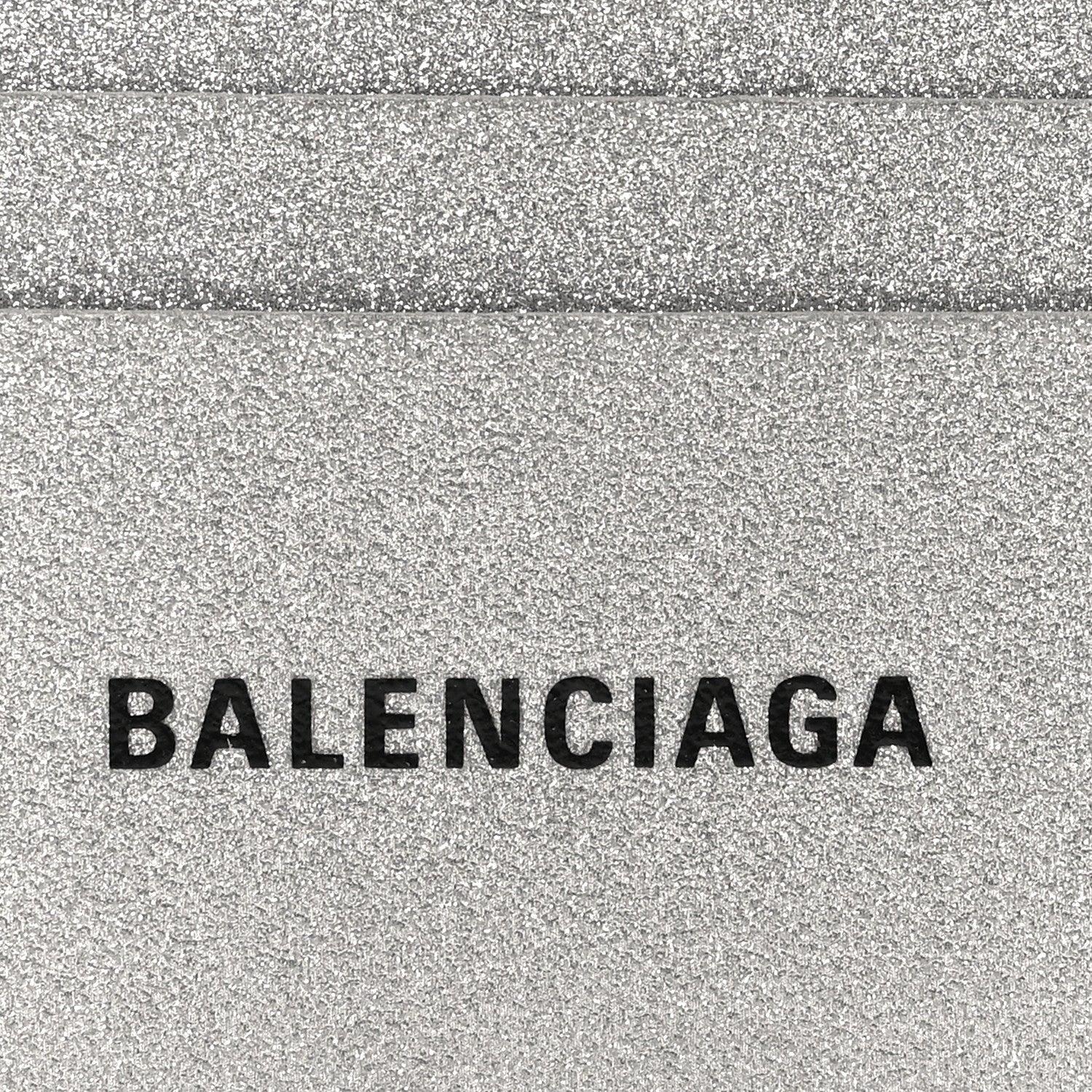 Balenciaga Glitter Calfskin Logo Cash Rounded Card Holder Silver Black 8 of 9