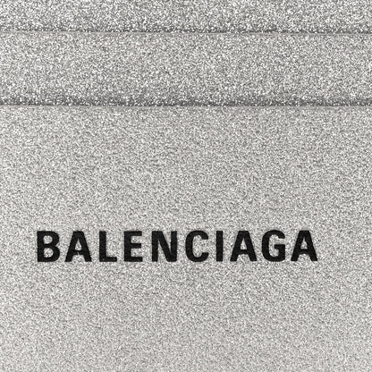 Balenciaga Glitter Calfskin Logo Cash Rounded Card Holder Silver Black 8 of 9