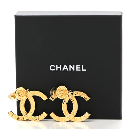 Chanel Metal Large Paris Button Earrings Gold 5 of 5
