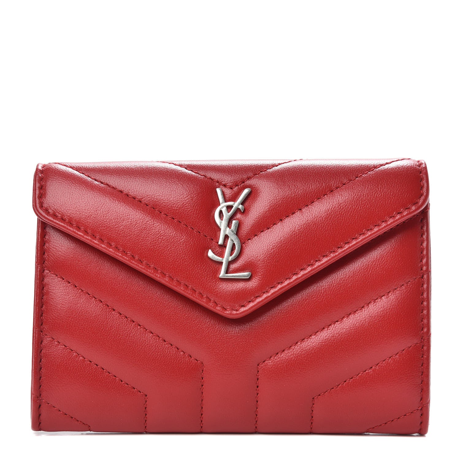 Saint Laurent Calfskin Y Quilted Monogram Small Loulou Envelope Wallet 1 of 7