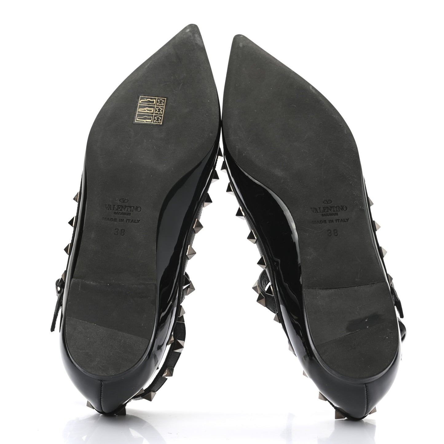 Patent Rockstud Cage Ballerina Flats 38 Black