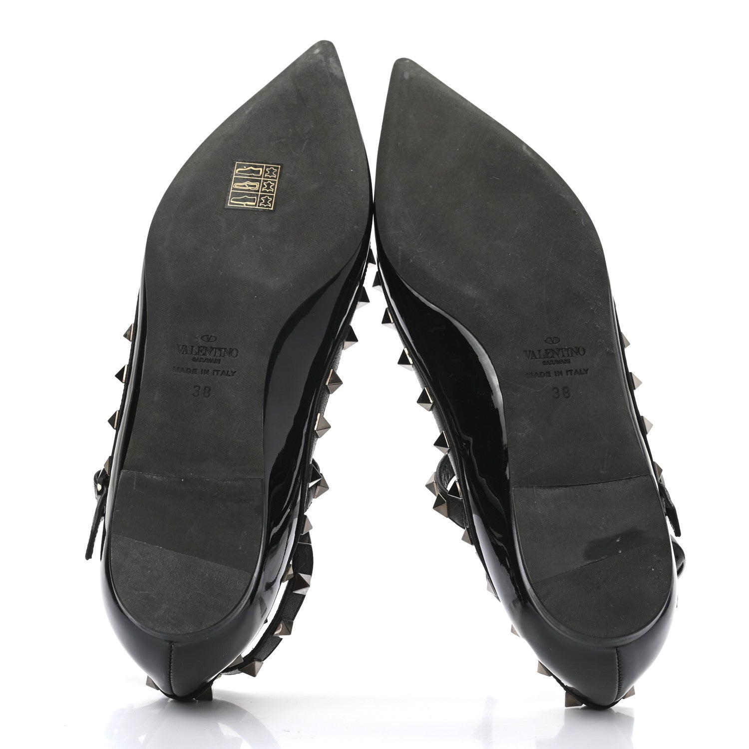 Valentino Garavani Patent Rockstud Cage Ballerina Flats 38 Black 5 of 11