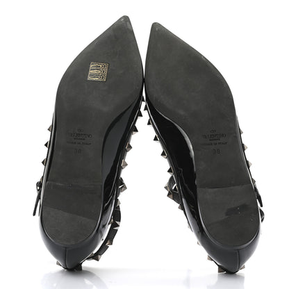 Valentino Garavani Patent Rockstud Cage Ballerina Flats 38 Black 5 of 11