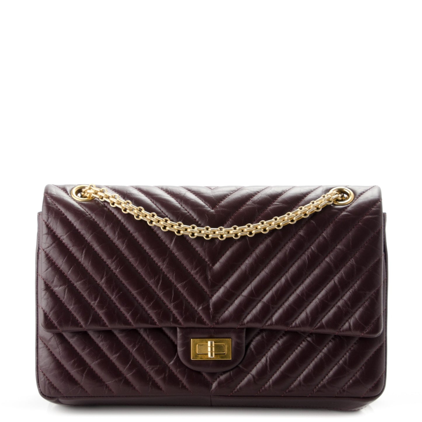 Aged Calfskin Chevron Quilted 2.55 Reissue 226 Burgundy