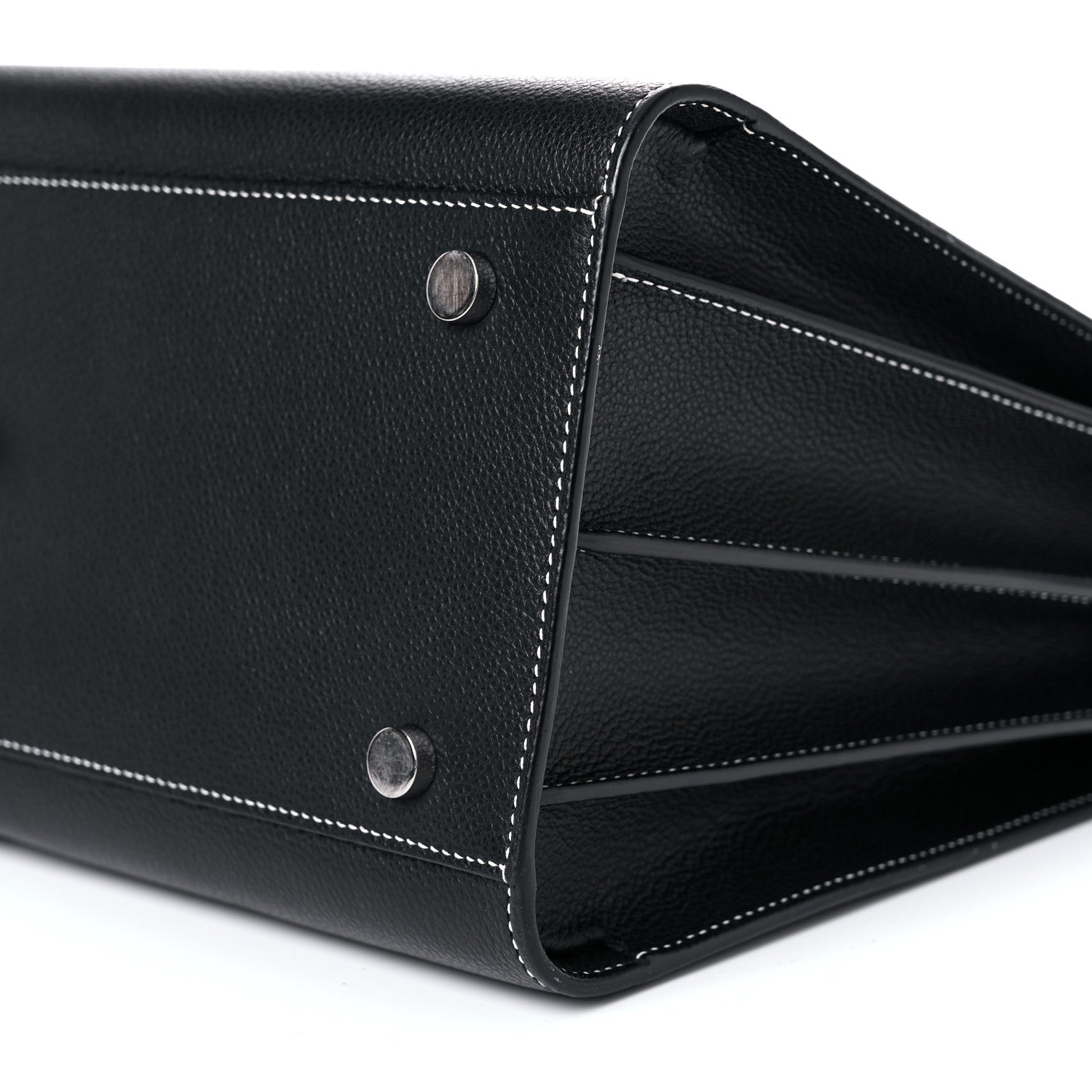 Saint Laurent Grained Calfskin Topstitch Small Sac De Jour Black Porcelain 8 of 12