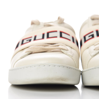 Gucci Calfskin Stripe Womens New Ace Sneakers 37.5 New Mystic White Ecru Red Flame 8 of 15
