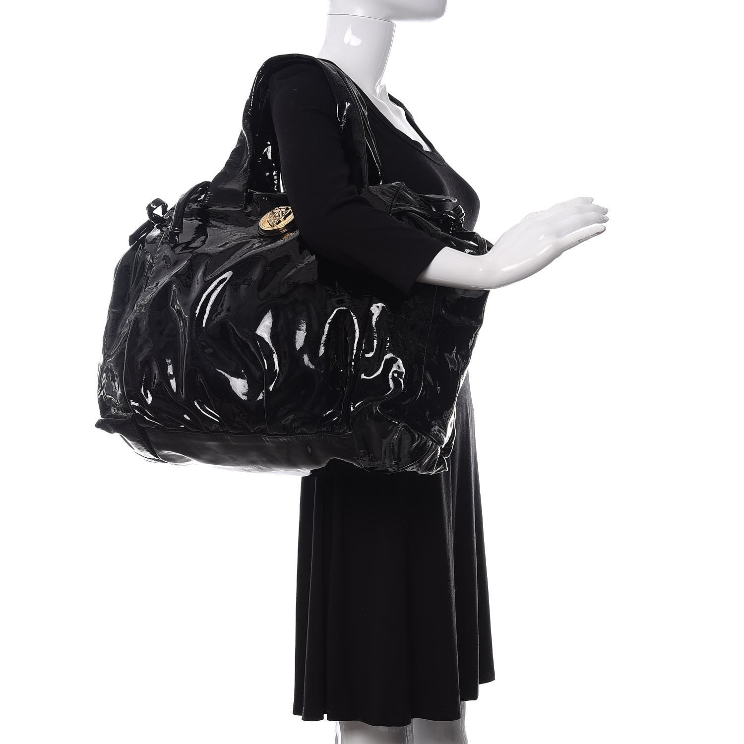 Gucci Patent Large Hysteria Tote Black 2 of 10