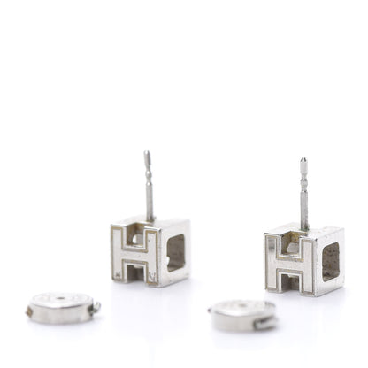 Hermes Palladium Lacquered Cage d'H Earrings Black 3 of 4