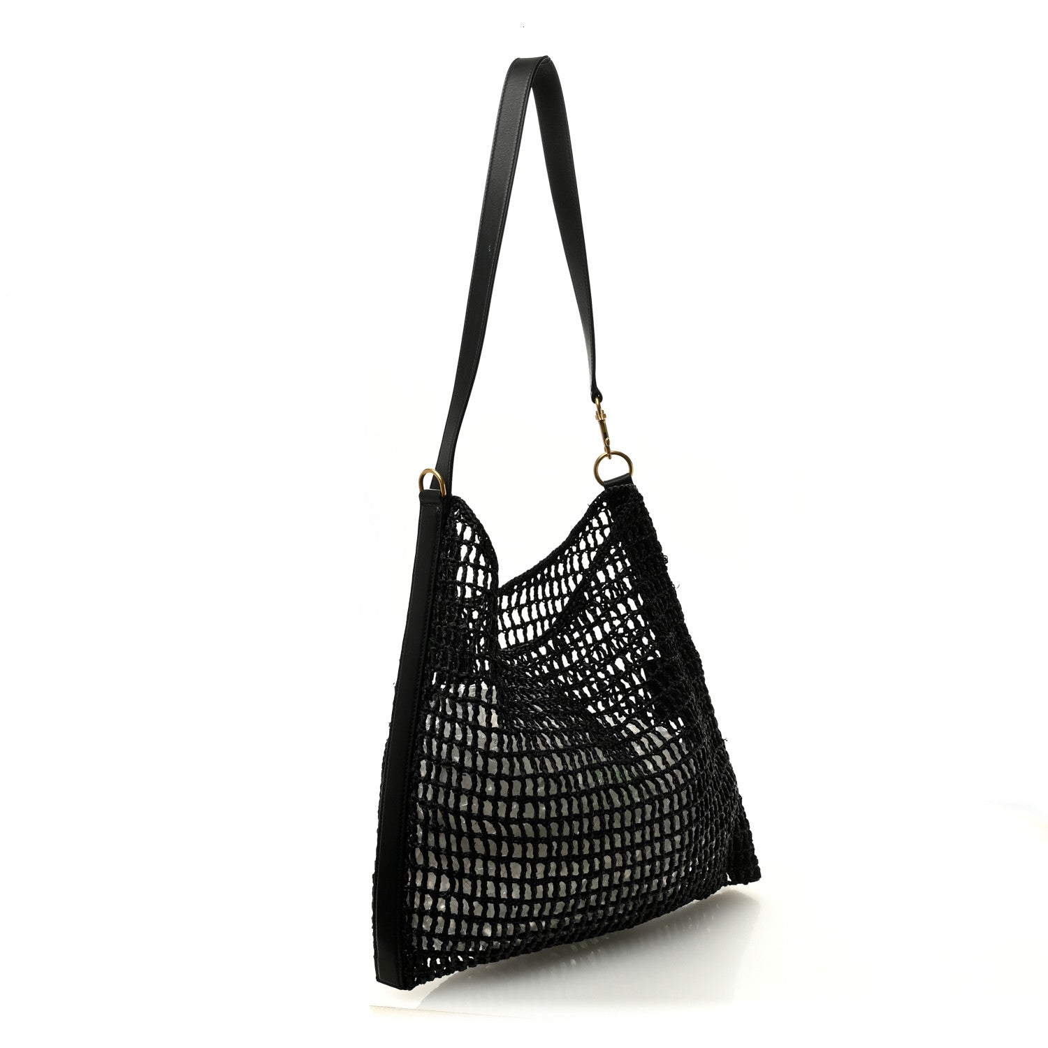 Saint Laurent Raffia Calfskin Oxalis Shoulder Bag Black 3 of 10