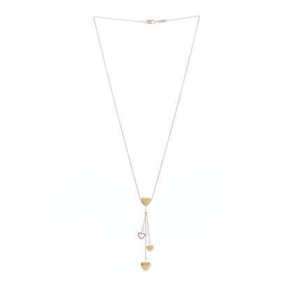 Tiffany 18K White Yellow Gold Multi-Heart Drop Pendant Necklace 2 of 5