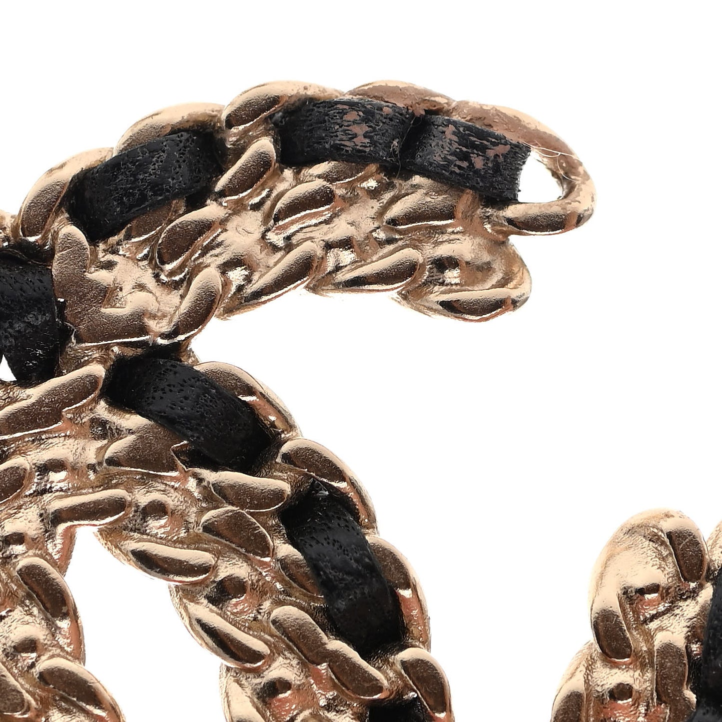 Crystal Lambskin Chain CC Vintage Allure Stud Earrings Black Gold