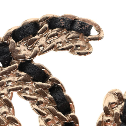 Chanel Crystal Lambskin Chain CC Vintage Allure Stud Earrings Black Gold 5 of 5