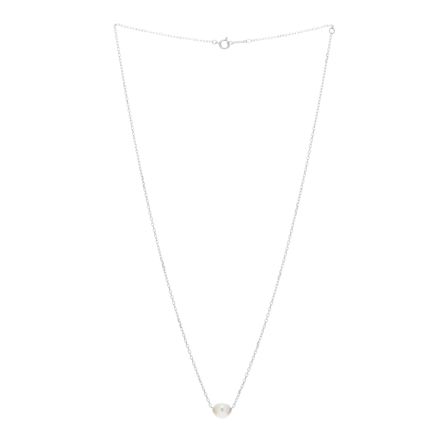 Mikimoto 18K White Gold Akoya Pearl 8mm Single Pendant Necklace 3 of 4