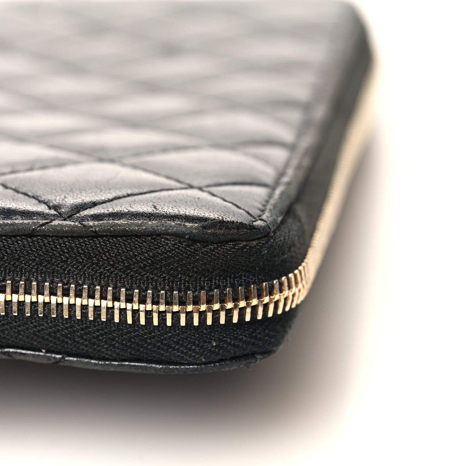 Chanel Lambskin Quilted Large Gusset Zip Around Wallet Black 14 of 14