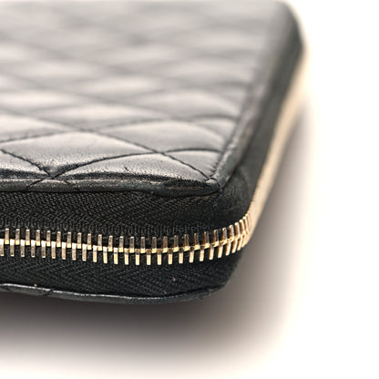 Chanel Lambskin Quilted Large Gusset Zip Around Wallet Black 14 of 14