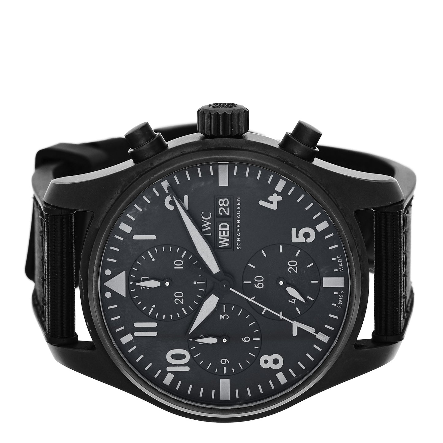 Ceramic Titanium Textile 41mm Pilot Top Gun Chronograph Automatic Watch Black IW388106
