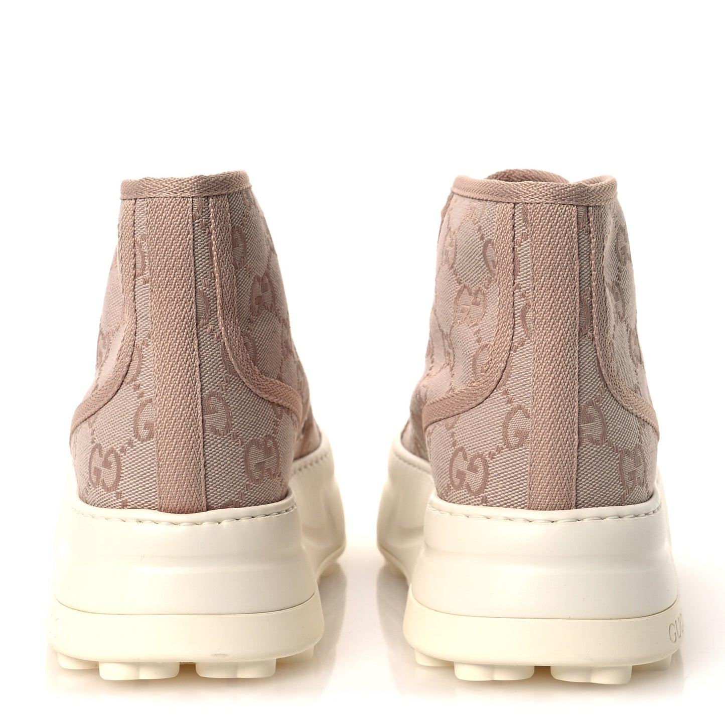 New Canvas GG Monogram Womens Tennis 1977 High Top 55mm Platform Sneakers 38 Skin Rose Dark Skin Rose