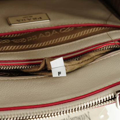 Prada Glace Calf Suede Mini Twin Pocket Tote Talco Rosso 10 of 10