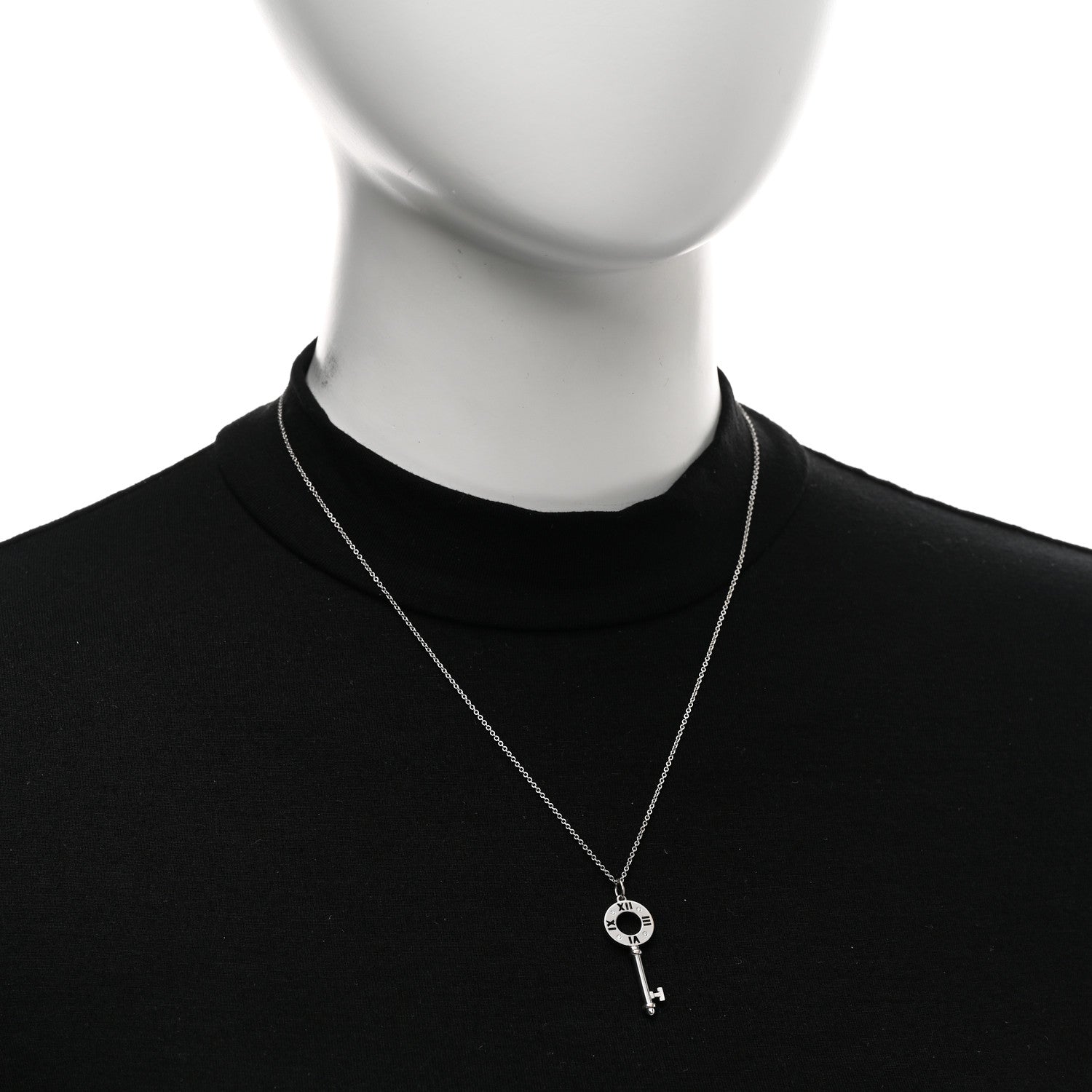 Tiffany 18K White Gold Diamond Atlas Pierced Key Pendant Necklace 2 of 4