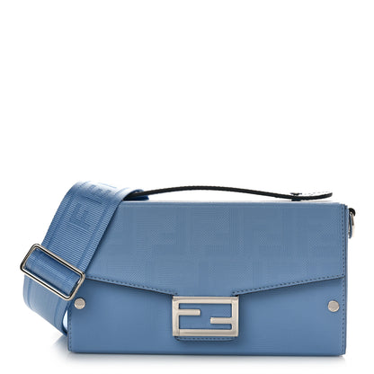 Fendi Vitello King FF Lines Embossed Baguette Soft Trunk Light Blue 1 of 8