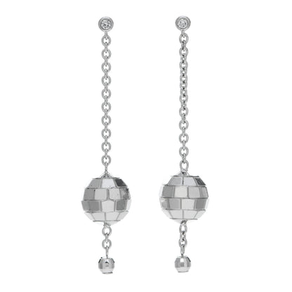 Piaget 18K White Gold Diamond Disco Drop Earrings 1 of 4