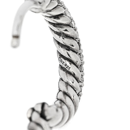David Yurman Sterling Silver Diamond Petite Pave Huggie Hoop Earrings 4 of 4