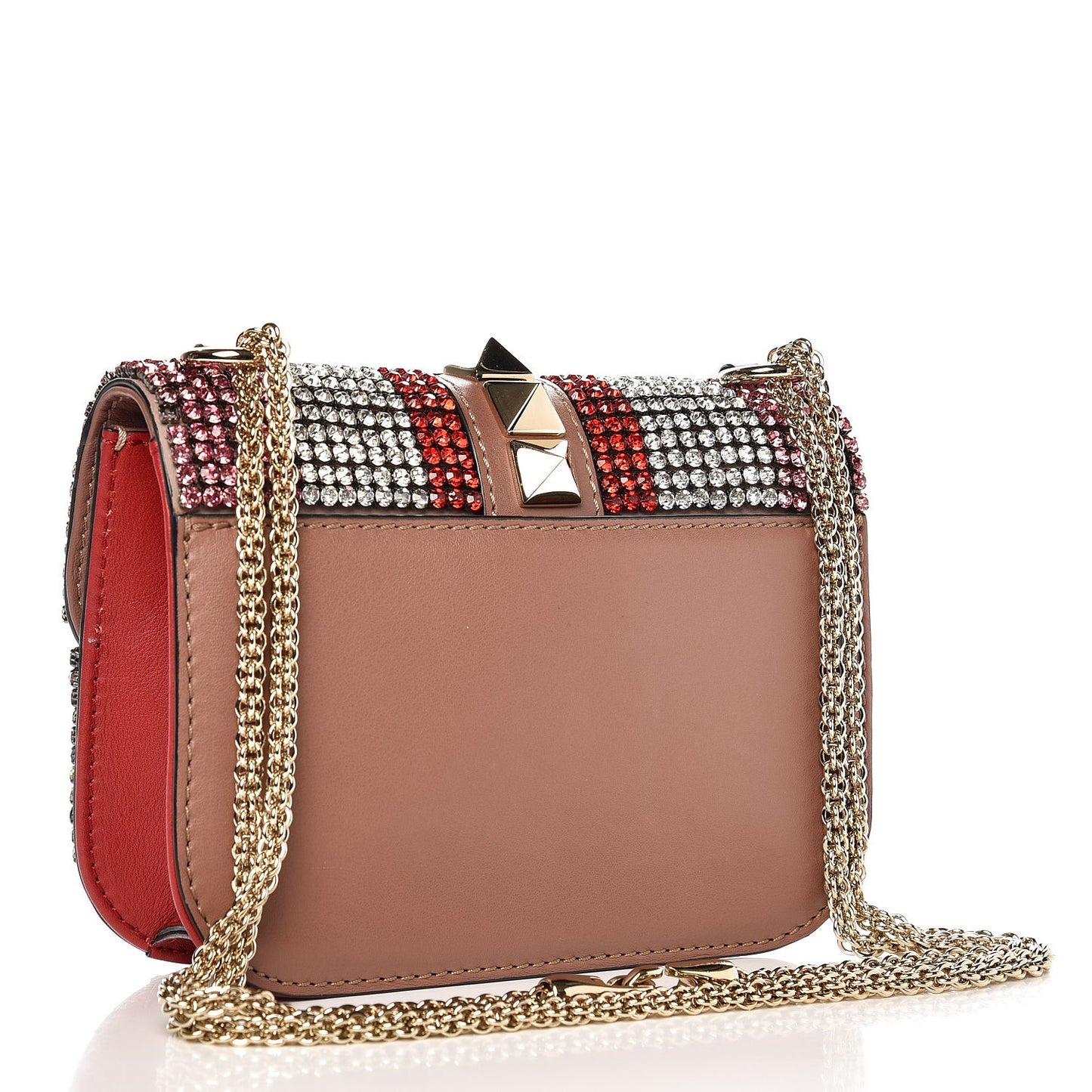 Vitello Crystal Embellished Small Glam Lock Rockstud Flap Multicolor