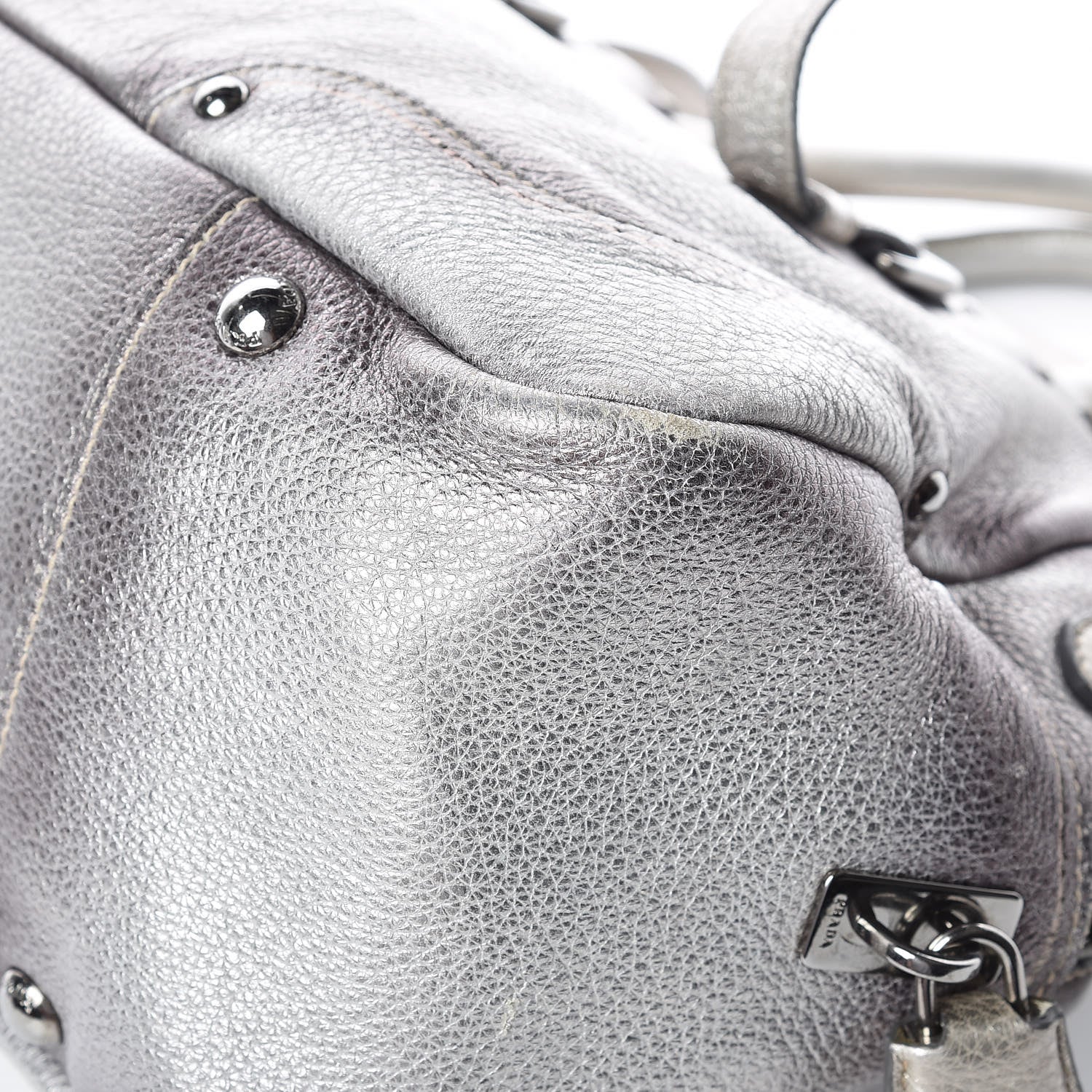 Prada Cervo Lux Bowler Bag Argento 15 of 20