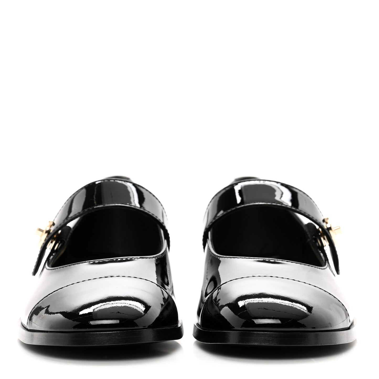 Patent Calfskin Mary Janes Flats 38.5 Black