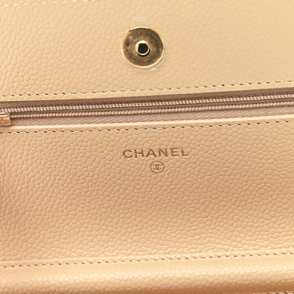 Chanel Caviar Quilted Wallet on Chain WOC Beige 6 of 12