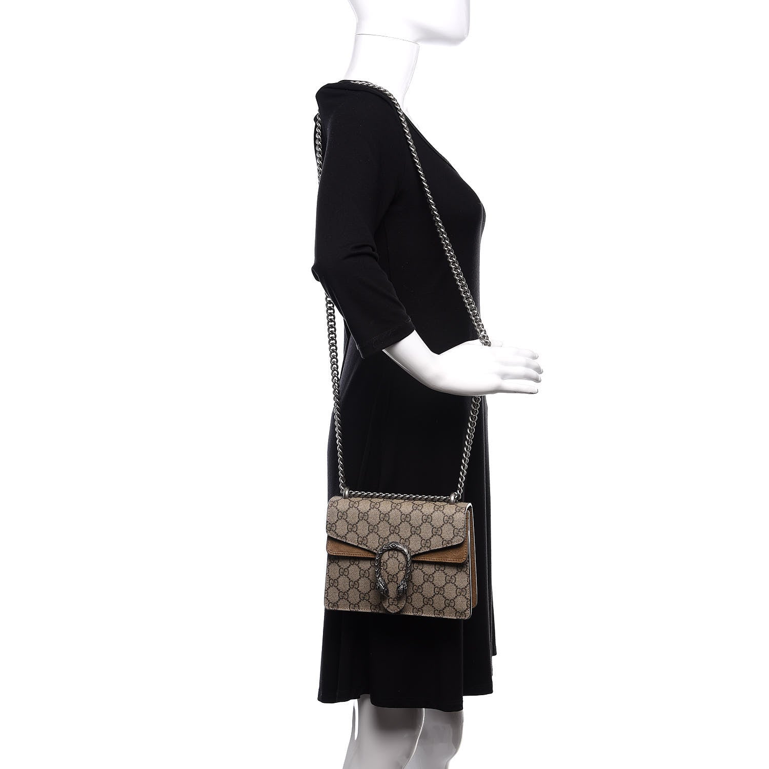 Gucci GG Supreme Monogram Mini Dionysus Shoulder Bag Taupe 2 of 13