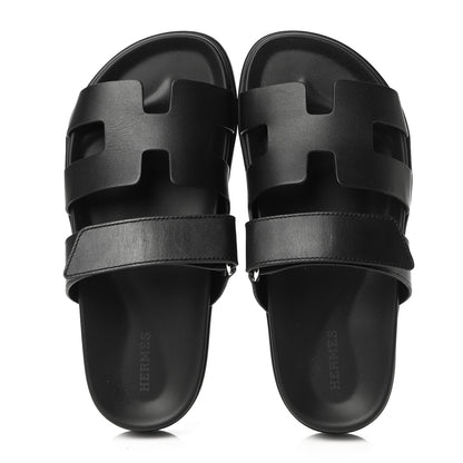 Hermes Calfskin Womens Chypre Sandals 37 Black 6 of 10