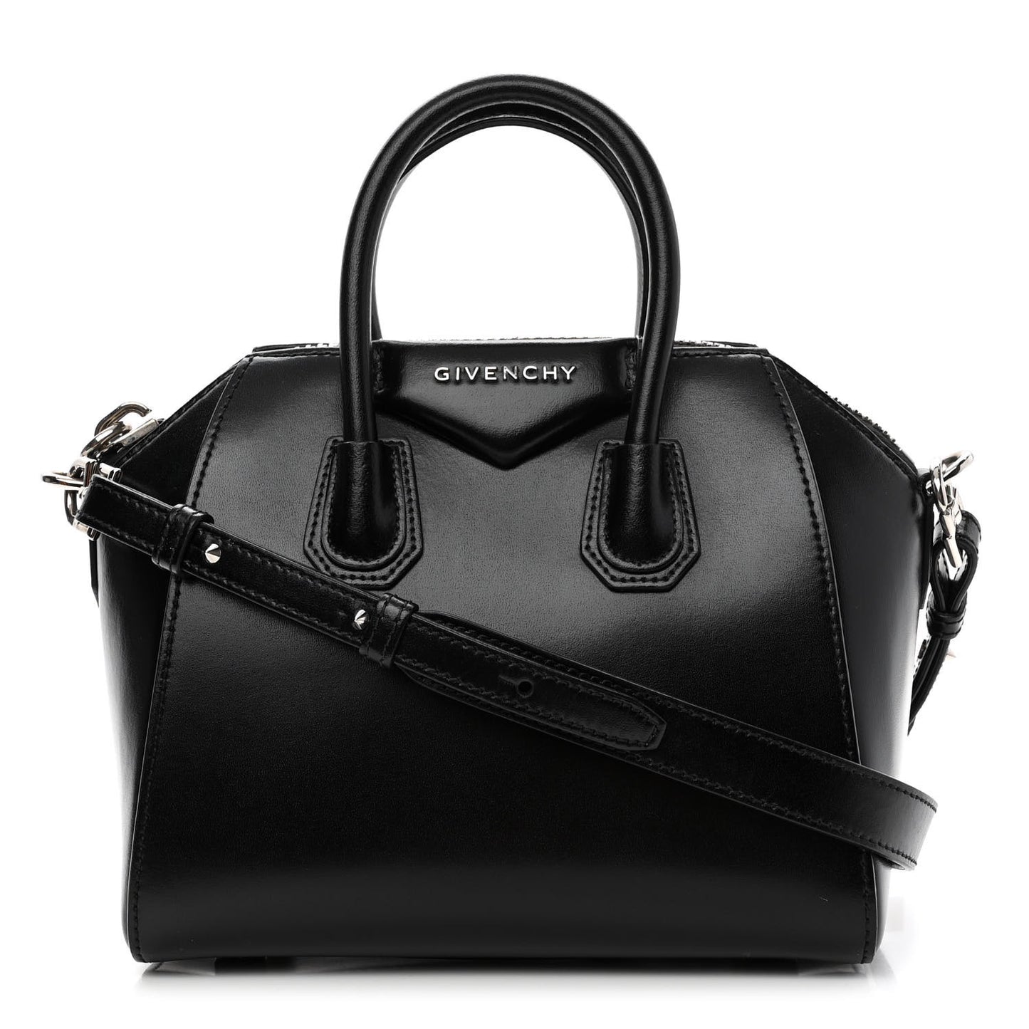 Shiny Lord Calfskin Mini Antigona Black